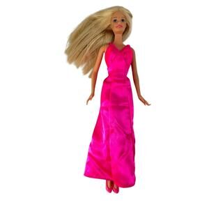 1999 Mattel Barbie Doll with Hot Pink Evening Gown & Shoes Vintage Collectible